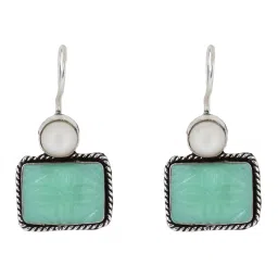 Teejh Ethnic Diti Mint Green Stone & Pearl Drop Earrings image 3