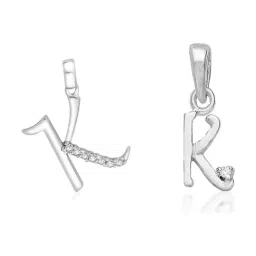 Taraash 92.5 Sterling Silver 'K' & 'K' Initial Letter Couple Pendants-picture-23
