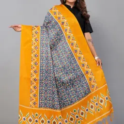 Satrani Grey & Yellow Printed Dupatta-image-20