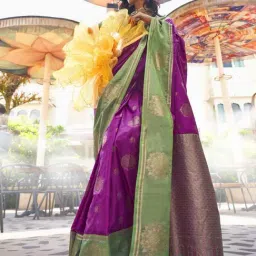 Elora Purple Silk Woven Saree With Unstitched Blouse-picture-19