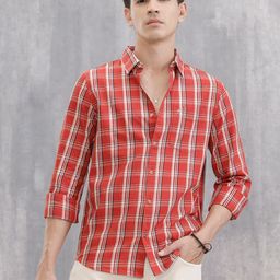 WROGN Men Slim Fit Checked Spread Collar Pure Cotton Casual Shirt-picture-9