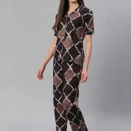 Cation Dark Brown Printed Shirt With Pyjamas image 3