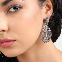 Sohi pack of women's intricate circular drop earrings image 2