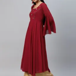 Poshak Hub Maroon Embellished Anarkali Kurta image 3