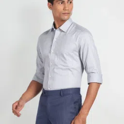 Arrow Grey Cotton Slim Fit Striped Shirt image 3