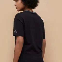 KAPPA Black Cotton Printed Sports T-Shirt image 2