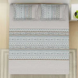 SPACES Gypsy Moon Bean Cotton 144 TC Double Size Bedsheet With Pillow Covers image 3