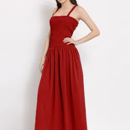 PATRORNA Maroon Regular Fit Tulip Gown image 3