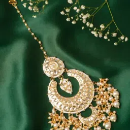 Zaveri Pearls Gold Tone Kundan & Pearls Bridal Collection Maangtikka-ZPFK10128-picture-36