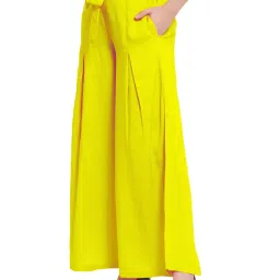 PATRORNA Yellow Loose Fit Mid Rise Palazzos image 3