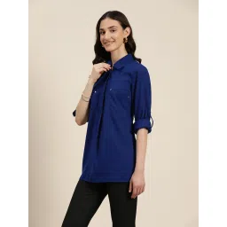 Qurvii Blue Half Placket Shirt image 3