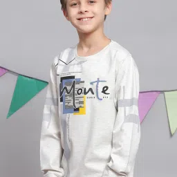 Monte Carlo Kids Grey Melange Printed Full Sleeves T-Shirt image 3