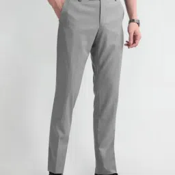 Arrow Grey Slim Fit Texture Trousers image 4