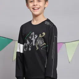 Monte Carlo Kids Black Printed Full Sleeves T-Shirt image 3