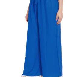 PATRORNA Dark Blue Loose Fit Mid Rise Palazzos image 3