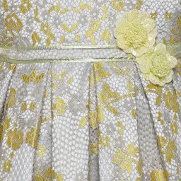 Many Frocks Kids Grey & Yellow Embellished Dress image 3
