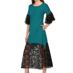 PATRORNA Teal & Black Lace Midi Dress image 3