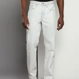 Calvin Klein Blue Cotton Straight Fit Jeans-image-88