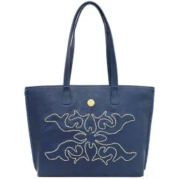 Hidesign WILD WEST  Blue Embroidered Large Shoulder Handbag image 2