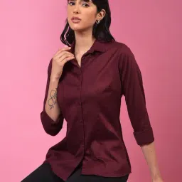 Crimsoune Club Wine Cotton Solid Shirt image 3