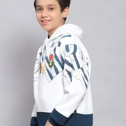 Monte Carlo Kids White & Teal Printed Full Sleeves Sweatshirt image 3
