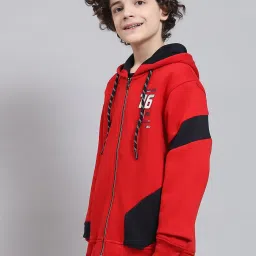 Monte Carlo Kids Red Printed Full Sleeves Sweatshirt image 3