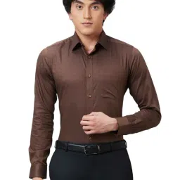 Raymond Brown Cotton Classic Fit Texture Shirts-picture-23