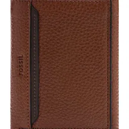Fossil Huntington Brown Small Leather Tri-Fold Wallet-image-2