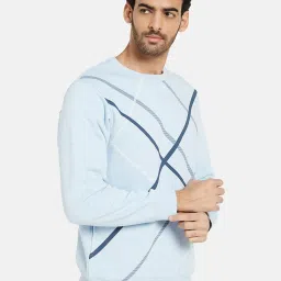 Octave Sky Blue Melange Regular Fit Printed Sweatshirt image 3