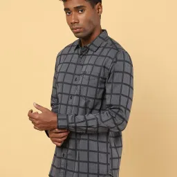 Wrangler Charcoal Black Cotton Regular Fit Checks Shirt image 3