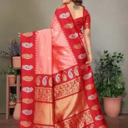 Elora Light Pink Paisley Saree With Unstitched Blouse image 2