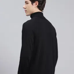 Monte Carlo Black Pure Wool Regular Fit Solid Pullover image 2