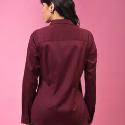 Crimsoune Club Wine Cotton Solid Shirt image 2