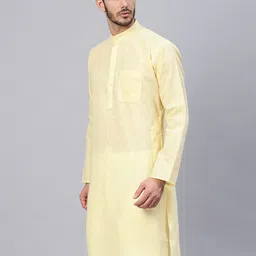 SOJANYA Men Yellow Solid Straight Kurta image 3