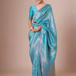 Saree Mall Light Blue Silk Self Saree with Blouse Piece-image-93