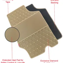 Elegant Luxury Leatherette Beige Carpet Car Mat Compatible With Skoda Superb 2016 Onwards image 2