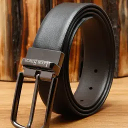 Louis Stitch Black Leather Reversible Belt for Men-picture-20