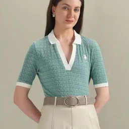 U.S. Polo Assn. Teal Textured Polo T-Shirt-image-6