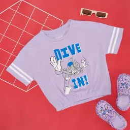 Pantaloons Junior Kids Purple Cotton Graphic T-Shirt-image-85