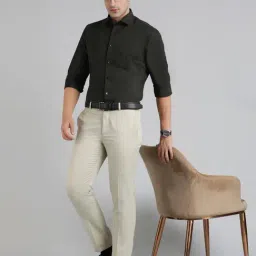 Metal Black Blended Slim Fit Solid Shirt image 4