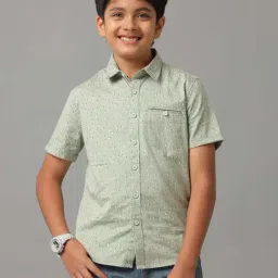 Under Fourteen Only Kids Green Cotton Printed Shirt-image-28
