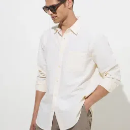 WES Casuals by Westside Light Yellow Relaxed-Fit Cotton Shirt-picture-47