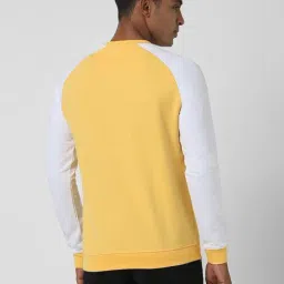 Peter England Yellow Slim Fit Colour Block Sweatshirt image 2