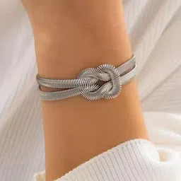 MYKI Stainless Steel Silver-Plated Wraparound Bracelet image 3