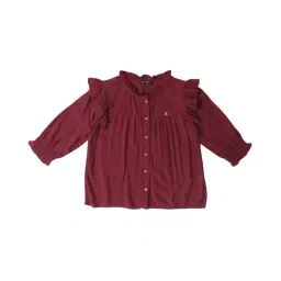 Allen Solly Junior Maroon Solid Full Sleeves Top-image-48