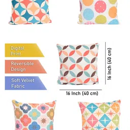 FABINALIV White 5 Pieces Geometric Velvet Square Cushion Covers image 4