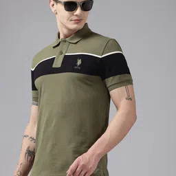 U.S. Polo Assn. Men Striped Polo Collar Pure Cotton Slim Fit T-shirt-picture-37
