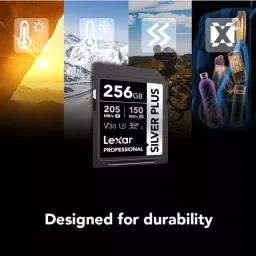Lexar Professional SDXC Memory Card 256 GB UHS-I Upto 205 Mbps Read & 150 Mbps Write Speed, SILVER PLUS image 3