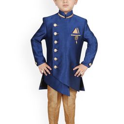 SG YUVRAJ Boys Self-Design Multi Slit Sherwani Set-picture-10