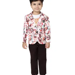 DOTSON Full Sleeves Core Text & Abstract Printed Tee & Pant With Jacket Set - Pink-picture-26